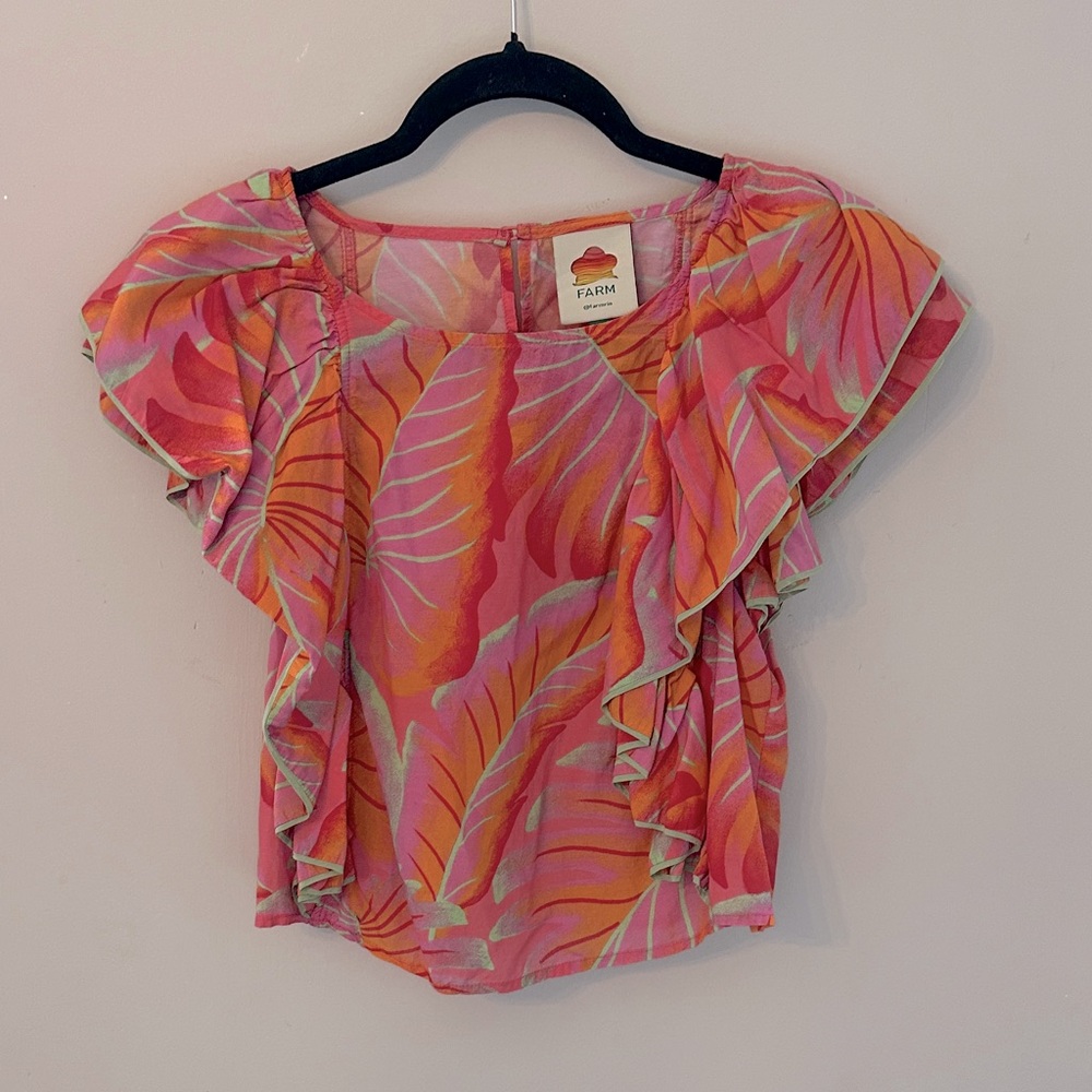 FARM Rio Multicolor Tropical Ruffle Blouse - Picture 3 of 5